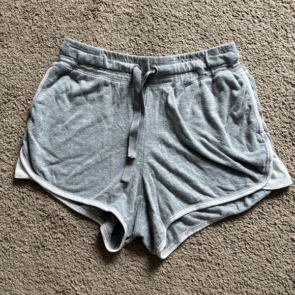 Athletic Works Pants - Women’s Gray Drawstring Athletic Shorts with White trim